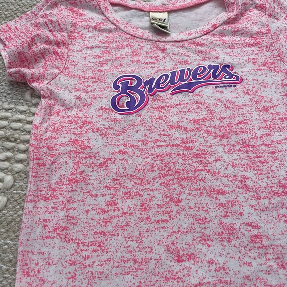 Milwaukee Brewers Baseball Purple Pink Tee Shirt - Picture 7 of 10